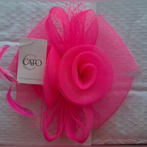 NWT CATO Pink Mesh Flower Fascinator Hat Clip 7"